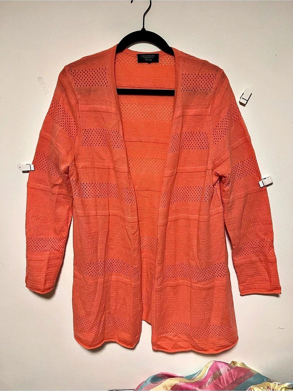 Cashmere Charter Club Open Front Cardigan in Orange Like New